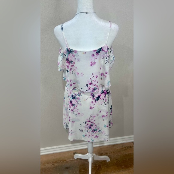 💜”Kensie” White & Purple Floral Dress w/Crisscross Neckline Detailing - Picture 8 of 17